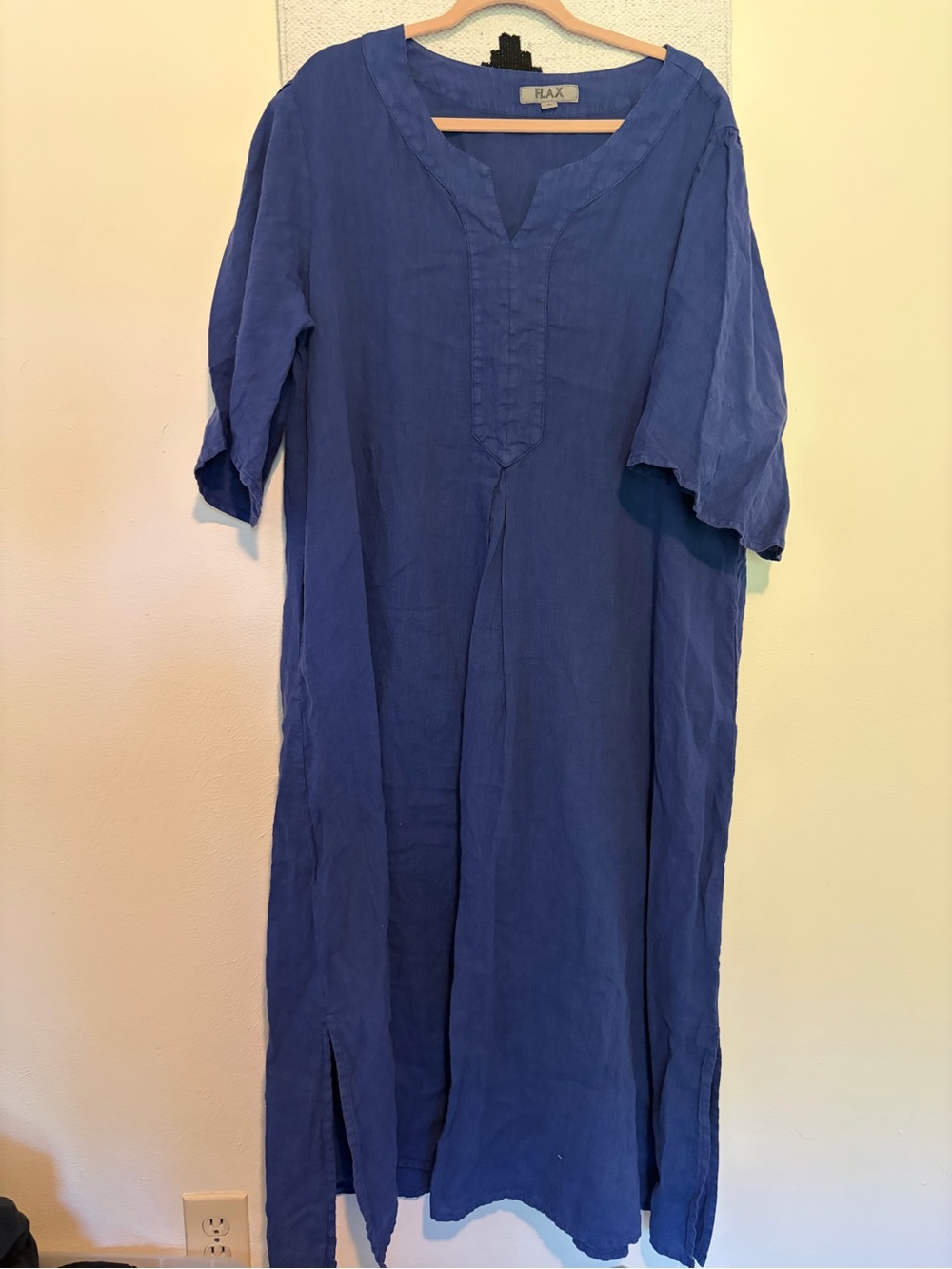 Flax Blue Linen V-Neck Tunic